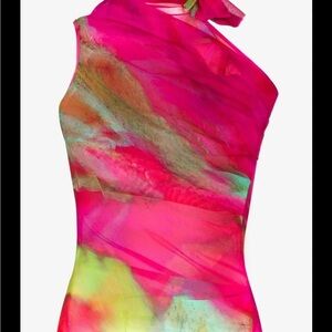 Vibrant Pink and Multicolor Women's Dress